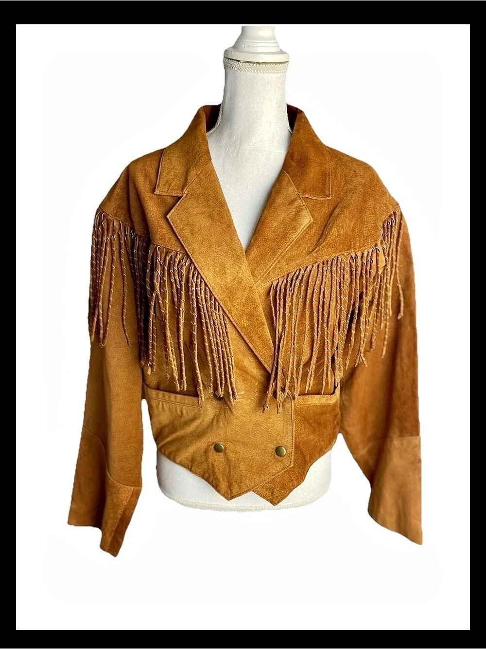 Leather Zone Fringe Leather Jacket Brown Size Medium Like New
